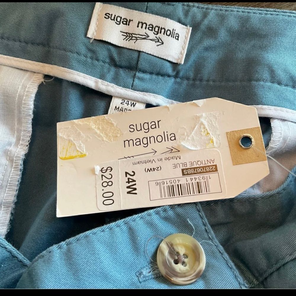 SUGAR MAGNOLIA 24W Plus Basic Solid Shorts -Antique Blue - Picture 2 of 4